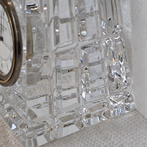 WATERFORD CRYSTAL CLOCK OBELISK PYRAMID 6" Ireland Needs Battery MINT Condition - Picture 10 of 11